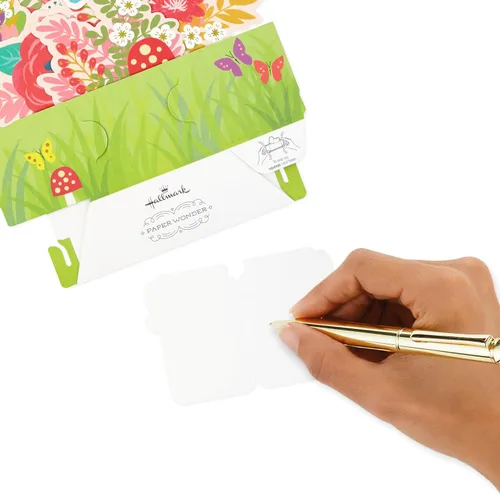 Vista 6 de Hallmark Paper Wonder - Tarjeta desplegable para cumpleaños, pensando en ti, felicitaciones o cualquier ocasión (flores y mariposas)