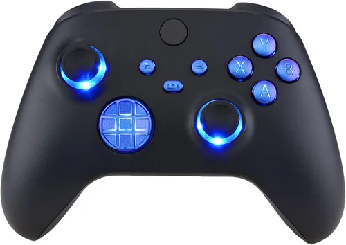 Vista 8 de eXtremeRate Palancas de pulgar Dpad luminadas multicolor Start Back Sync ABXY Botones para Xbox Series XS, Chameleon Purple Blue Classical Symbols