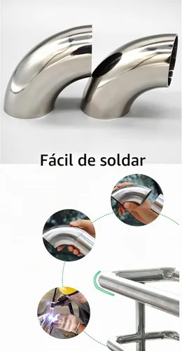 Vista 7 de Paquete de 4 codos curvados de mandril de acero inoxidable 304, tubo de codo de escape de 90 grados, codo de mandril de 2.5 pulgadas de diámetro
