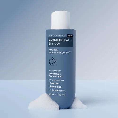 Vista 2 de Bare Anatomy Champú anticaídas Proporciona 5 veces control de caída del cabello pH 4.6 Adenosina y péptidos Fortalece las raíces débiles
