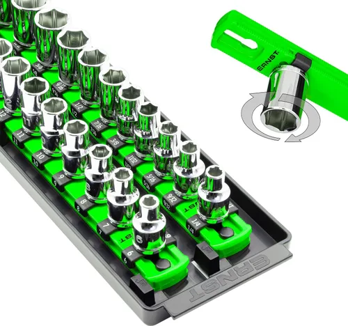 Vista 22 de Ernst Manufacturing, organizador de enchufes con rieles - Organizador de enchufes Socket Boss de 2 rieles de 1/2 pulgada con bloqueo giratorio, 13