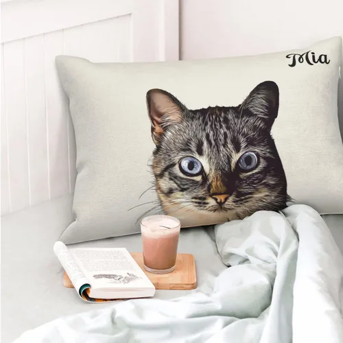 Vista 5 de Funda de almohada con foto personalizada, funda de almohada personalizada de gatos y perros, fundas de cojín impresas de dos caras de 14 x 20