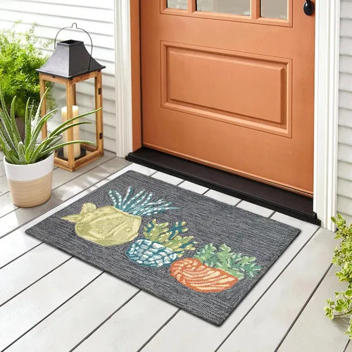 Vista 21 de Liora Manne Mum Aqua - Alfombra para interior/exterior, 3 pies, redonda
