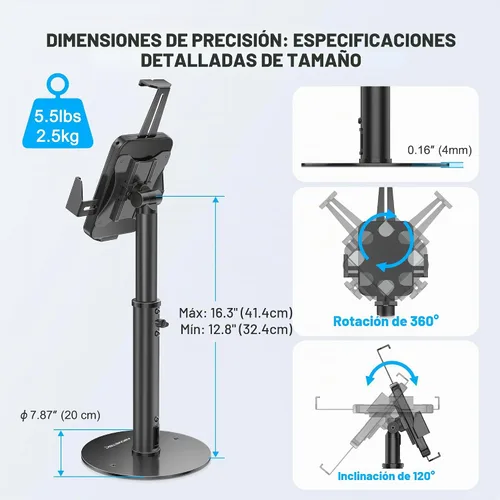 Vista 5 de AboveTEK POS - Soporte de quiosco para tableta, soporte universal de bloqueo para tabletas de 7.9 a 11 pulgadas, soporte de seguridad antirrobo
