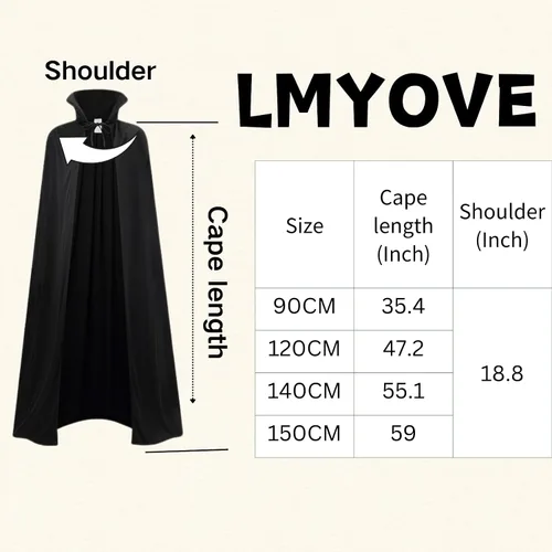 Vista 18 de LMYOVE Capa reversible para Halloween, disfraz de vampiro para mascarada, drácula, mago, diablo, cosplay, adulto