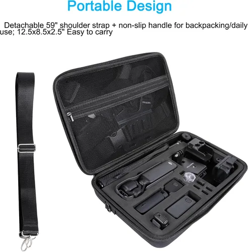 Vista 3 de PellKing Funda para DJI Osmo Pocket 3 Creator Combo Accesorios – Bolsa de almacenamiento de viaje personalizada portátil grande con correa