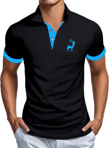 Vista 11 de Polo gráfico para hombre, casual, cuello de negocios, camiseta de otoño, manga corta, talla grande, clásica, básica, camiseta de golf