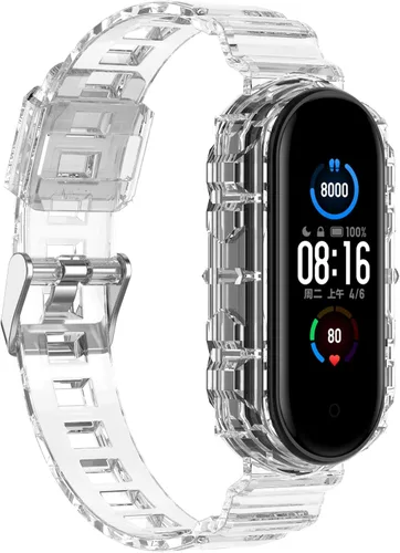 Vista 8 de Compatible con Xiaomi Mi Band 4/Mi Band 3 Band, correas de repuesto de silicona con funda de parachoques Compatible con accesorios Xiaomi Mi Band