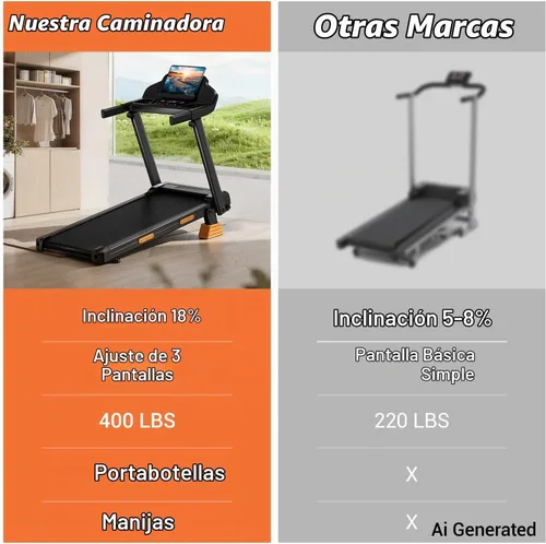 Vista 6 de LONTEK 18% Incline Treadmills for Home with Handle Bar