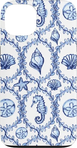 Vista 7 de Funda náutica para iPhone 12 Pro Max Coastal Nieta Preppy Shells náutica blanca azul mar