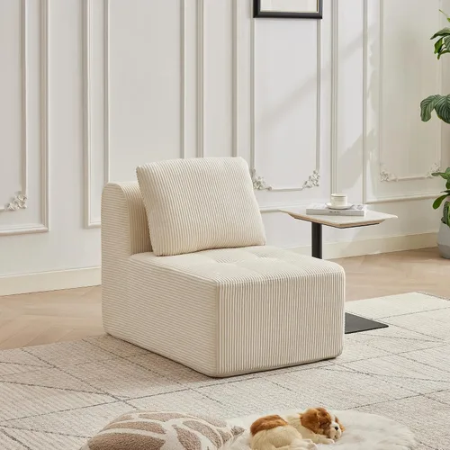 Vista 3 de Sofá modular modular con otomana móvil, sofá de asiento profundo con almohadas, cómodo sofá modular de nube para sala de estar, dormitorio y Blanco