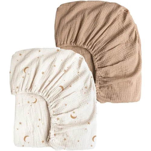 Vista 17 de Konssy Sábanas de Muselina para Cuna para Niña y Niño, 2 Piezas de Sábanas de Bebé de Algodón Suave y Transpirable para Colchón de Cuna Estándar