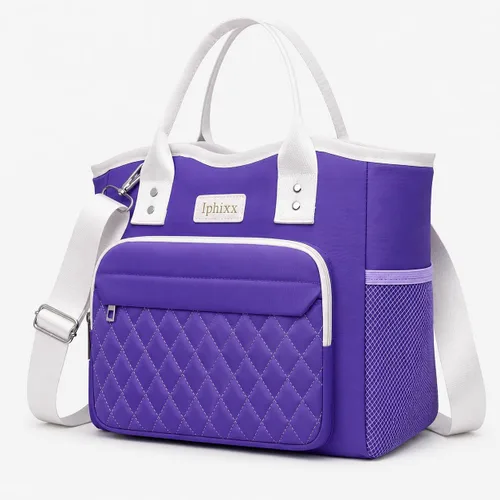 Vista 9 de iPhixx Bolsa de almuerzo aislada para mujer, bolsa de almuerzo ligera y reutilizable, lonchera para mujer con correa ajustable para el hombro, bolsa