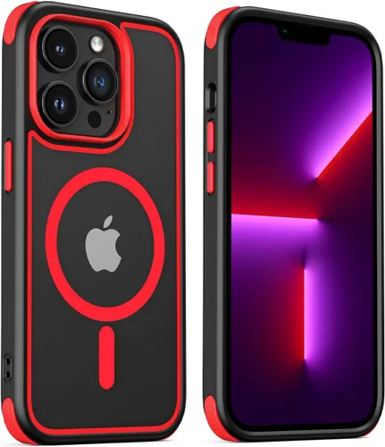 Vista 27 de Mobnano Funda para iPhone 13 Pro, compatible con MagSafe, funda transparente con anillo magnético, diseño multicolor protector a prueba de golpes