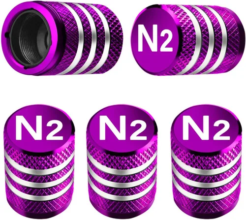 Vista 33 de Tapones para vástago de válvula de neumático, paquete de 5, tapa de aire de neumático N2, metal nitrógeno con forro de plástico, resistente a