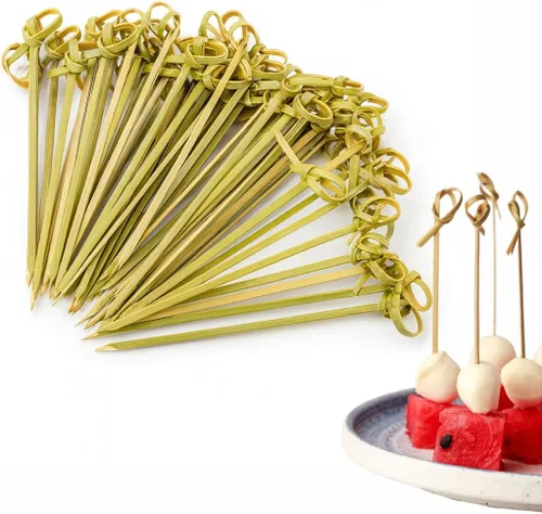 Vista 8 de JapanBargain - Pinchos de bambú con extremo doblado, 4 pulgadas, 100