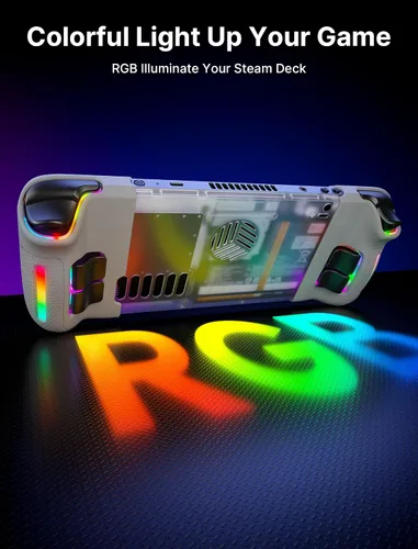 Vista 2 de JSAUX Placa trasera transparente RGB compatible con Steam Deck OLEDLCD, carcasa trasera de repuesto transparente compatible con Steam Deck - PC0106