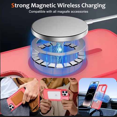 Vista 888 de Anuck - Funda magnética para iPhone 11 compatible con MagSafe, carcasa trasera mate translúcida dura, borde de TPU, delgada, resistente a impactos