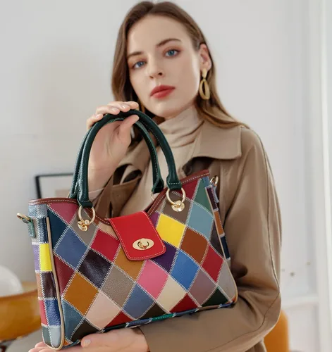 Vista 6 de Bolso Heshe multicolor, bolso de mano, cartera redonda, bolso cruzado para mujer
