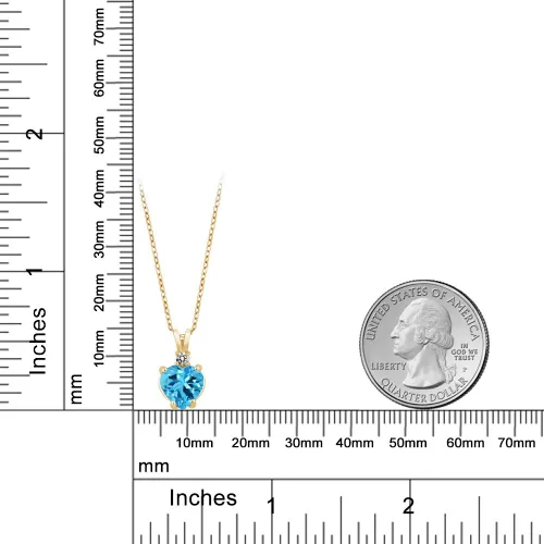 Vista 3 de 2.32ct forma de corazón Swiss Azul Topacio Blanco Diamond 14K oro amarillo colgante
