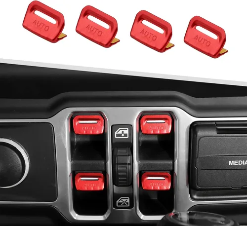 Vista 9 de Jimen Cubierta de botón de ventana para JL/JT, paquete de 4 cubiertas para interruptor de ventana trim accesorios interiores compatibles con Jeep