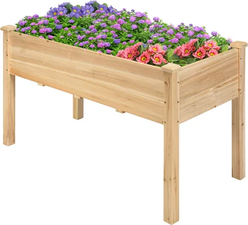 Vista 11 de S AFSTAR Cama de jardín elevada con cubierta de invernadero, maceta de madera elevada, 47 pulgadas de largo x 24 pulgadas de ancho x 30 pulgadas
