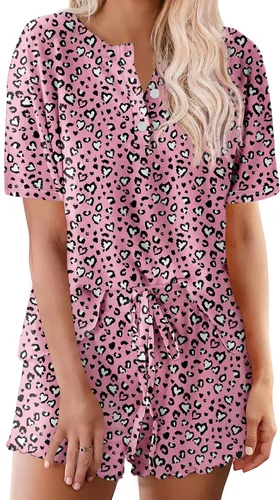 Vista 23 de Ekouaer Conjunto de pijamas teñidos con técnica tie dye para mujer, ropa de dormir, 2 piezas, conjuntos de pijamas, ropa de relajación A-tie Dye