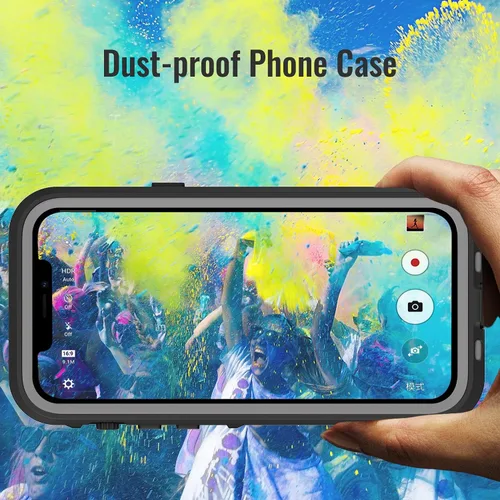 Vista 4 de Funda para iPhone 13 Pro, impermeable y a prueba de golpes, protección completa, IP68, 6.1 pulgadas, color negro