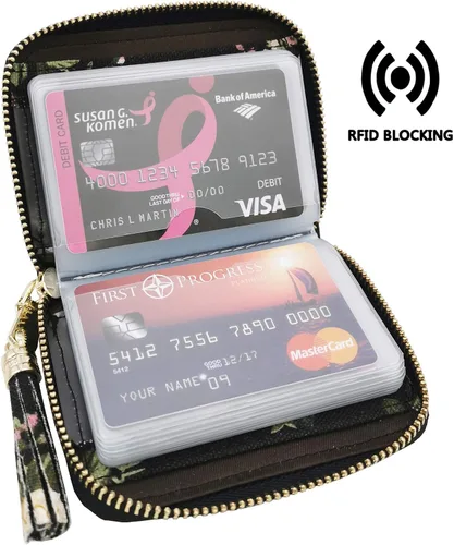 Vista 3 de Tarjetero de piel para tarjetas de crédito y carnet de identidad, con tecnología RFID, para mujer
