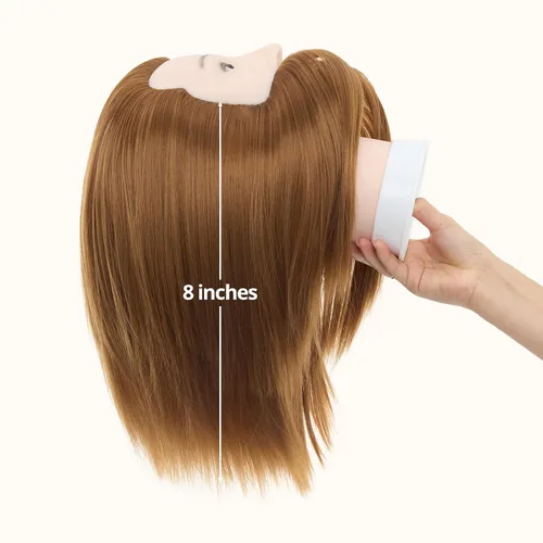 Vista 5 de Cabeza de maniquí masculino con cabello, cabeza de maniquí de peluquero de 10 pulgadas, cabeza de maniquí de peluquería de cosmetología para Marrón