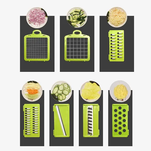 Vista 5 de Picador de verduras, picador de cebolla, rebanadora de mandolina, Pro 12 en 1profesional picador de alimentos multifuncional picador de verduras