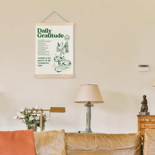 Vista 3 de LUVADIAN Póster retro para estética de habitación, marco inspirador para colgar pósteres de gratitud diaria, decoración de pared retro