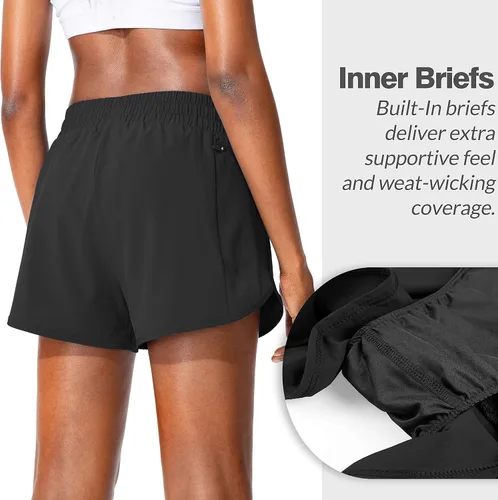 Vista 3 de Soothfeel Pantalones cortos deportivos para mujer de 3"/5" para Negro