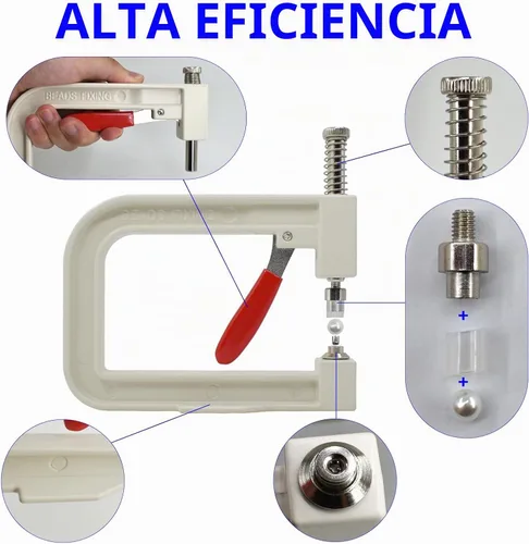 Vista 3 de SHRJ Herramientas de ajuste de perlas, máquina de prensa manual con cuentas de perlas coloridas, remaches y pinzas, para decorar ropa, vestidos