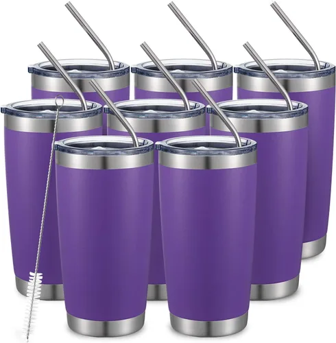 Vista 15 de COMOOO Vaso Térmico de 20 onzas al por Mayor con Aislamiento al Vacío de Doble Pared, Taza de Viaje de Acero Inoxidable con Tapa y Pajita