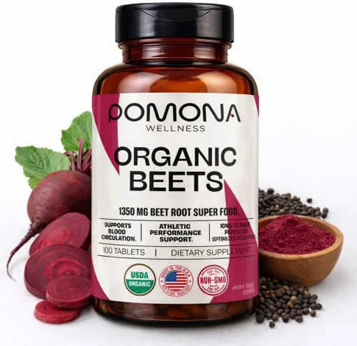 Vista 8 de Pomona Wellness Cápsulas de suplemento de remolacha de 1350 mg, apoya la presión arterial, la salud cardíaca, la circulación, la energía