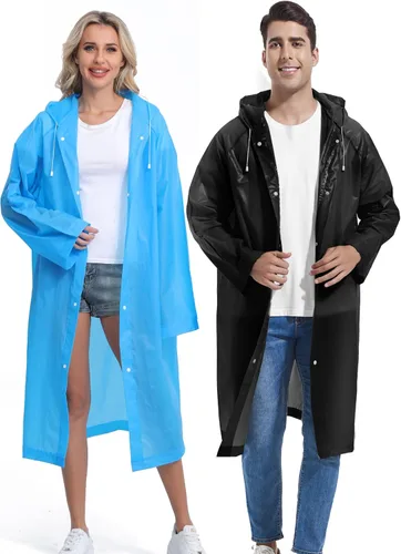 Vista 39 de 2 abrigos de lluvia de Borogo para adultos, chaquetas de lluvia reutilizables para hombres y mujeres