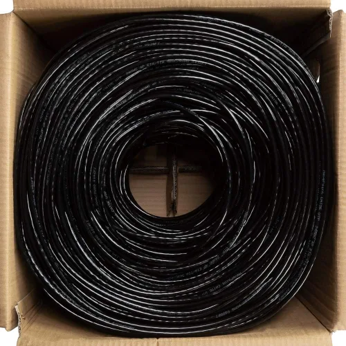 Vista 3 de NavePoint CAT5e (CCA), 1000 pies, negro, cable Ethernet sólido a granel, 24AWG 4 pares, par trenzado sin blindaje (UTP)