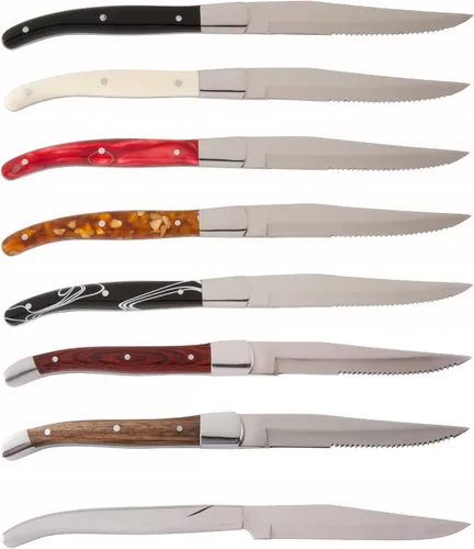 Vista 4 de Fortessa Cuchillo de carne dentado provenzal, 9.25 pulgadas, mango negro, juego de 6