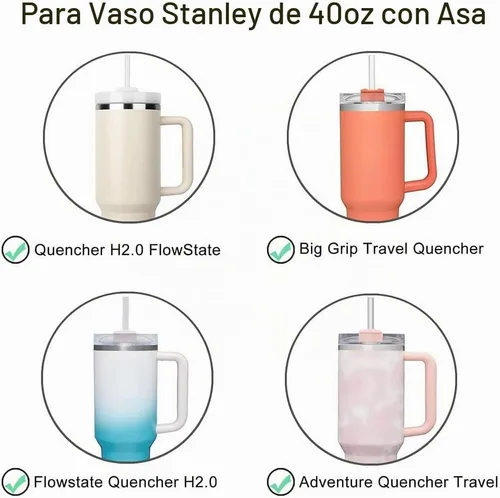 Vista 4 de 2 piezas de tapa de vaso para taza Stanley de 40oz, a prueba de polvo, a prueba de derrames, resistente a salpicaduras, tapa de repuesto para taza