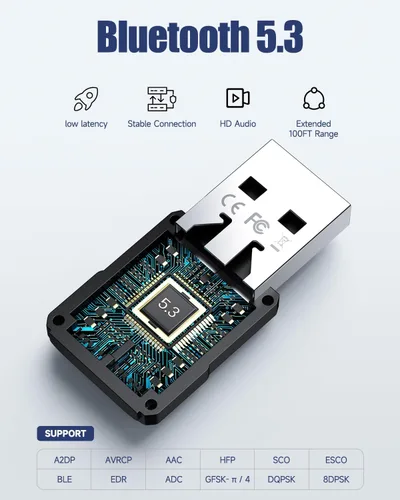 Vista 4 de ZEXMTE Adaptador Bluetooth PS5, transmisor de audio inalámbrico 5.3 para conectar auriculares y auriculares inalámbricos, conecta dos dispositivos