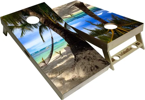 Vista 29 de CornholeGamesUSA Pro - Juego de tablas de Cornhole Fabricado en Estados Unidos Abedul báltico 3/4 Sin rebote Patas triples gruesas Dos 132