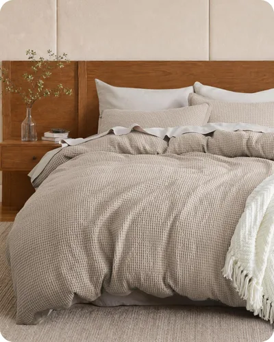 Vista 11 de Bedsure Funda de edredón de 100% algodón tamaño individual, tejido gofre, color blanco coco, GentleSoft y transpirable, juego de cama para regalo, 2