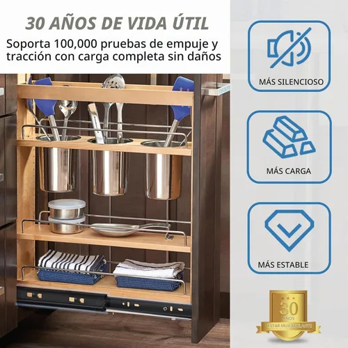 Vista 3 de YENUO - Deslizadores de cajón de extensión completa de montaje lateral de 10 12 14 16 18 20 22 24 pulgadas con rodamiento de bolas, rieles de cajón