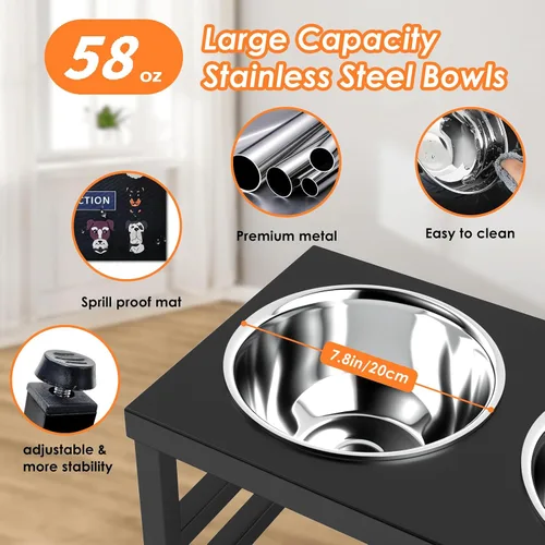 Vista 3 de ADENGL Cuenco elevado de metal para perros, soporte elevado para comedero de perros de 10" de alto con 2 cuencos de acero inoxidable de 42oz