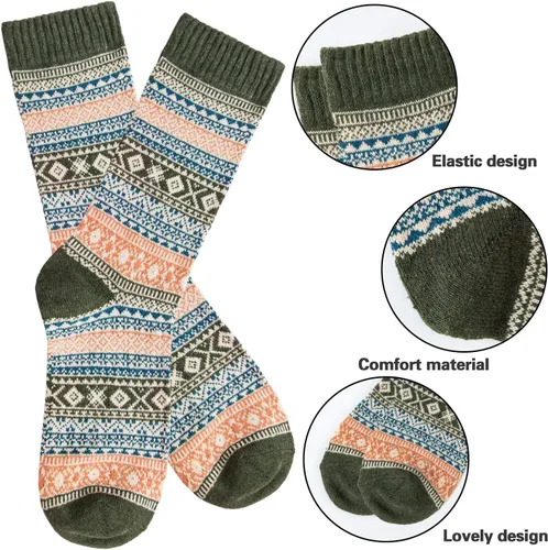 Vista 3 de Calcetines de lana para hombre para invierno gruesos y cálidos, calcetines de senderismo suaves y casuales nórdicos para botas