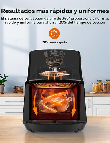 Vista 2 de Freidora de aire, freidora de aire de 6 cuartos de galón portátil con 50 recetas, ajuste de un solo toque con 11 funciones de cocción y recordatorio