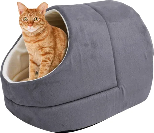 Vista 11 de Cama para gatos 4 en 1 con autocalentamiento para dormir, cueva