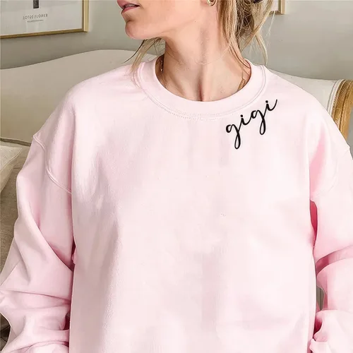 Vista 4 de NAZENTI Custom Mama Embroidered Sweatshirt With Kids Names Sleeve-New Mom Gift Personalized, Mama Birthday
