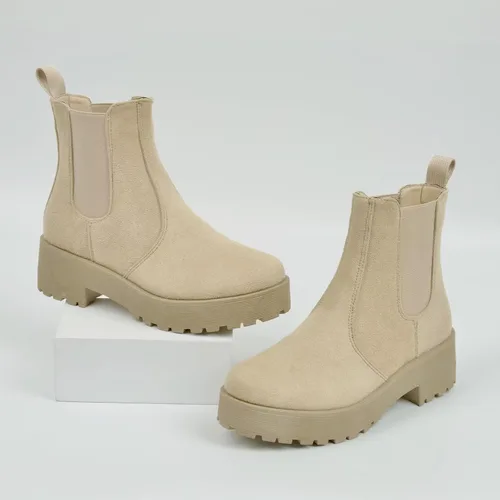 Vista 5 de MUSSHOE Chelsea Chunky Heel Boots Womens Fall Ankle Platform Boot Slip On Winter Moto Booties for Women Trendy Comfy
